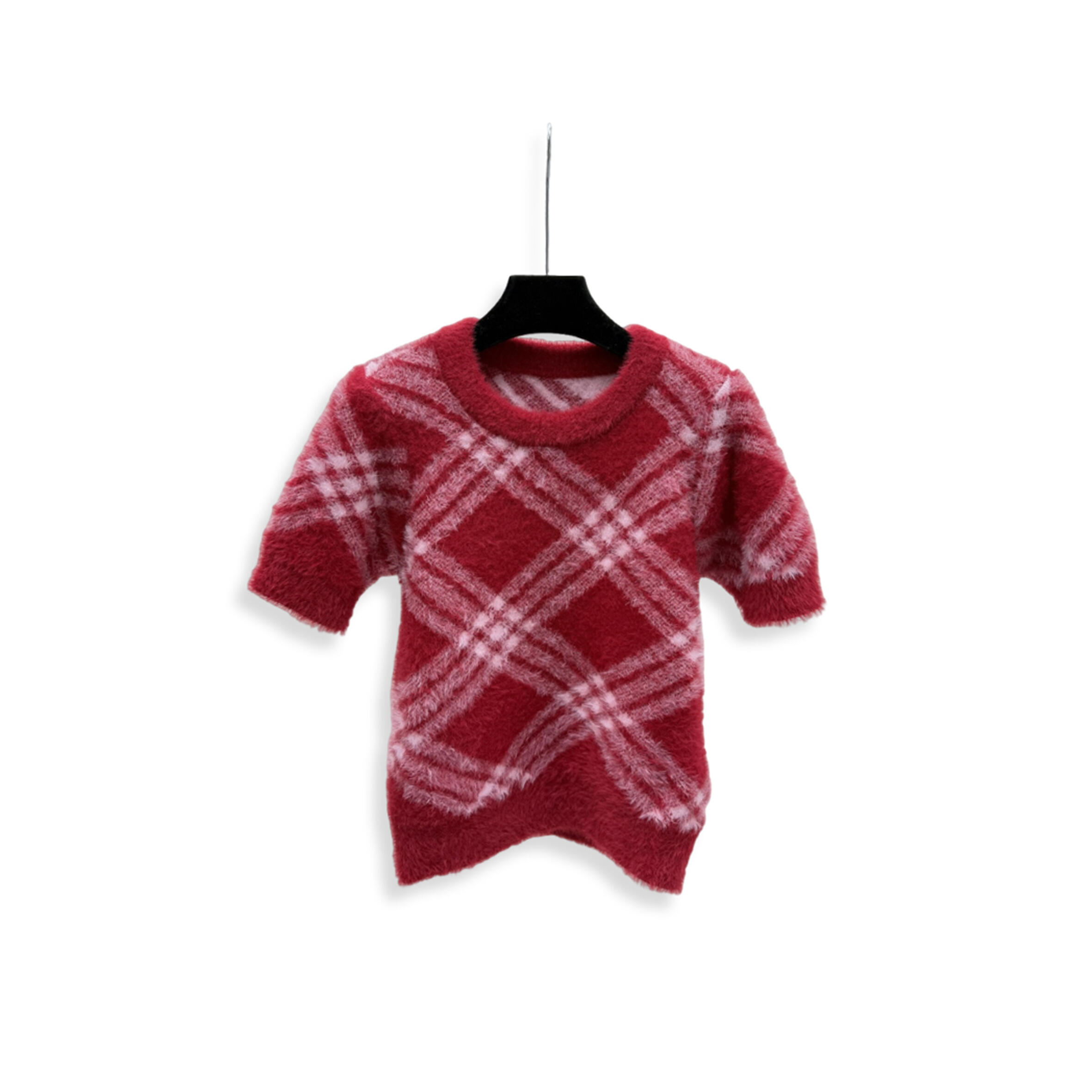 bv*b*rry D1am0nd-patterned round neck knit short-sleeved top